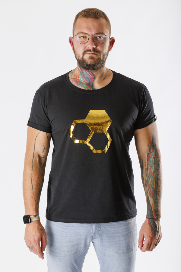 GoldBee Pánské Tričko Logo Gold Black, XXL - 1